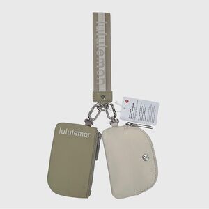 NWT Lululemon Dual Pouch Wordmark Wristlet -  Raw Linen White Opal